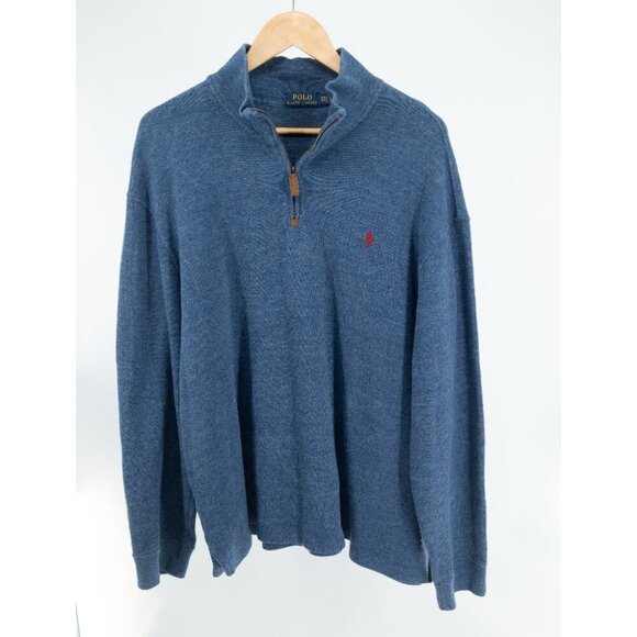 Polo Ralph Lauren Other - Polo Ralph Lauren Vintage 1/4 zip cotton pullover sweater Blue | XXL